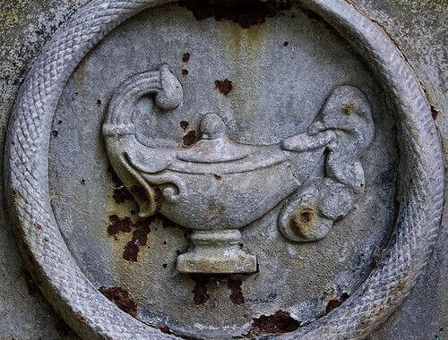 Uroboros snake on the headstone